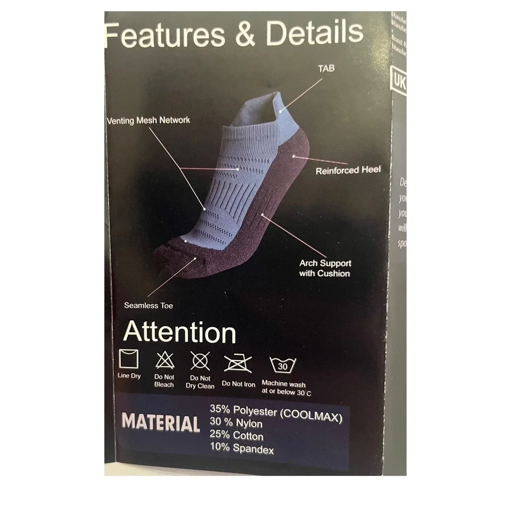 Rahhint 3 Pair Running‎ Socks Mohair Compression Arch Reinforced Heel Toe Large